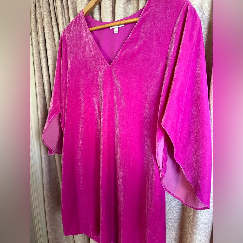 Anna Cate Hot Pink Velvet Merideth Dress - Small